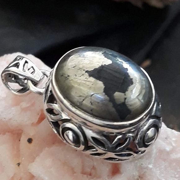 Pyrite in Magnetite Sterling Silver Pendant - Picture 5 of 6